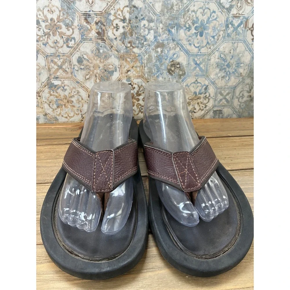 Kenneth Cole New York Brown Leather Flip Flop Sandals Mens Size 8